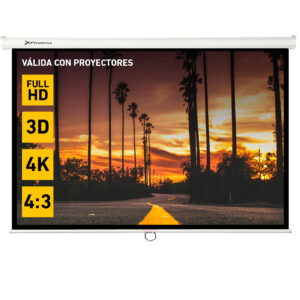 Pantalla manual videoproyector pared y techo phoenix 100?? ratio 4:3 - 16:9 2m x 1.5m posicion ajustable - carcasa blanca - tela super resistente