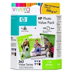 Multipack hp q7966ee n?363 ps8250 -  3210 -  3310 6 cartuchos+ 150 hojas 10x15cm